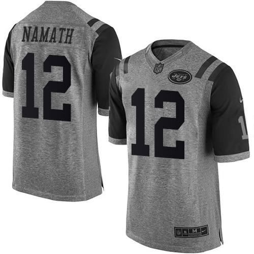 Men's Elite Joe Namath Nike Jersey Gray - #12 Gridiron NFL New York Jets